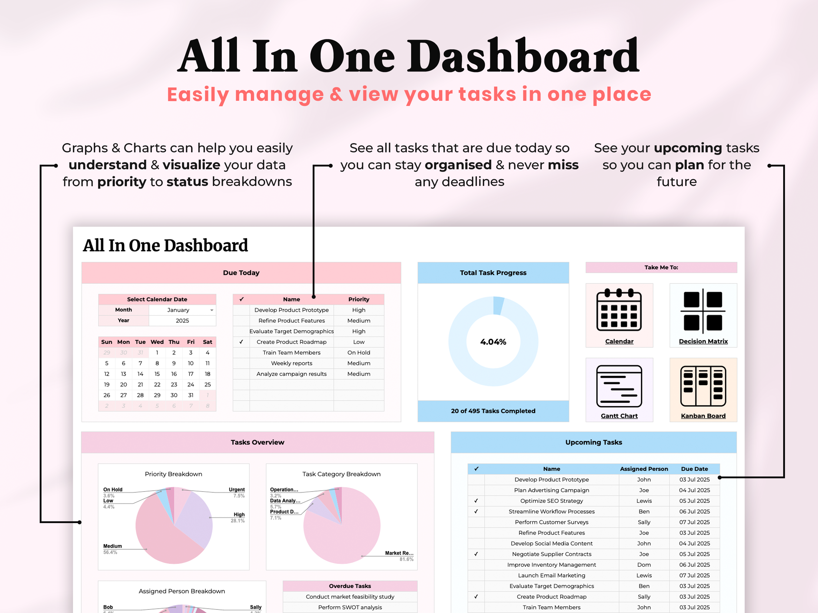 All In One Ultimate Task Tracker - Pink