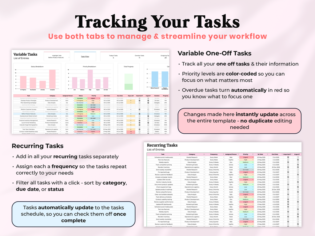 All In One Ultimate Task Tracker - Pink