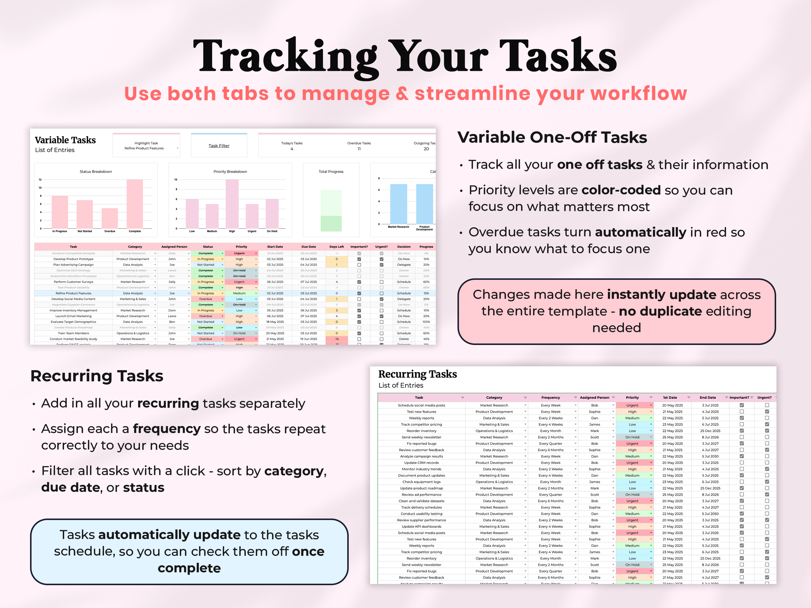 All In One Ultimate Task Tracker - Pink