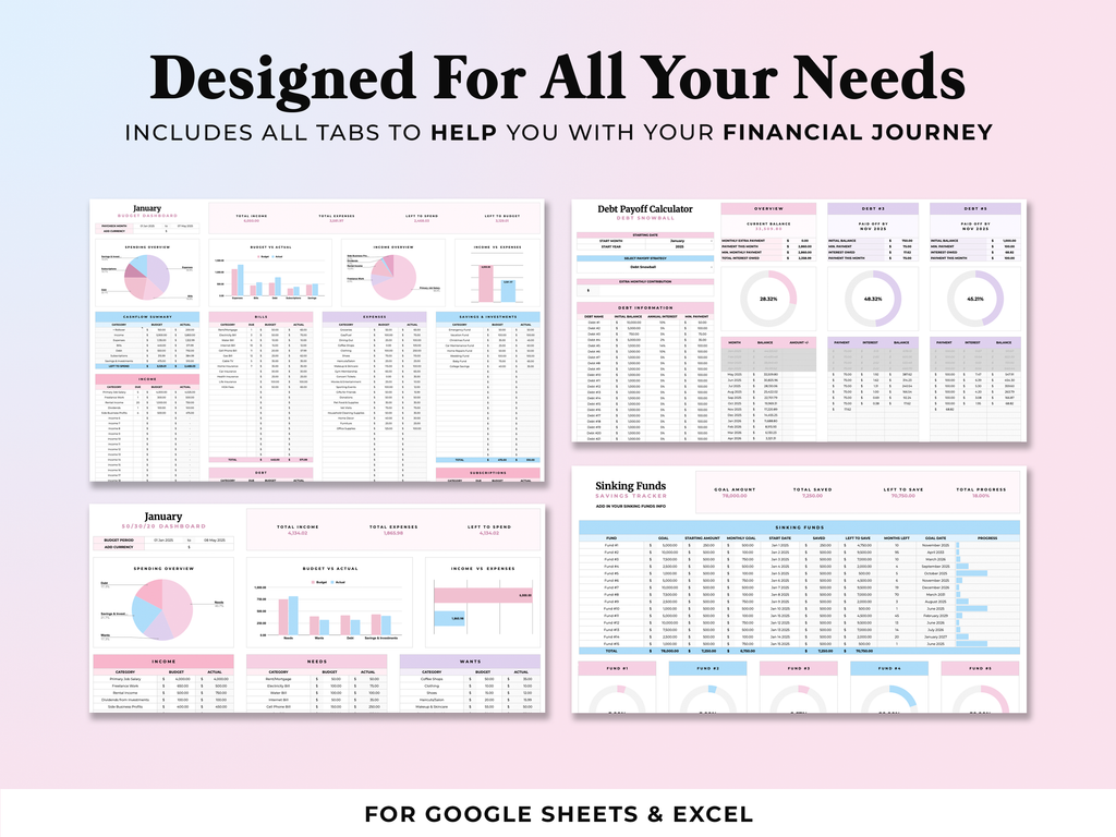 Budget By Paycheck Tracker - Pink