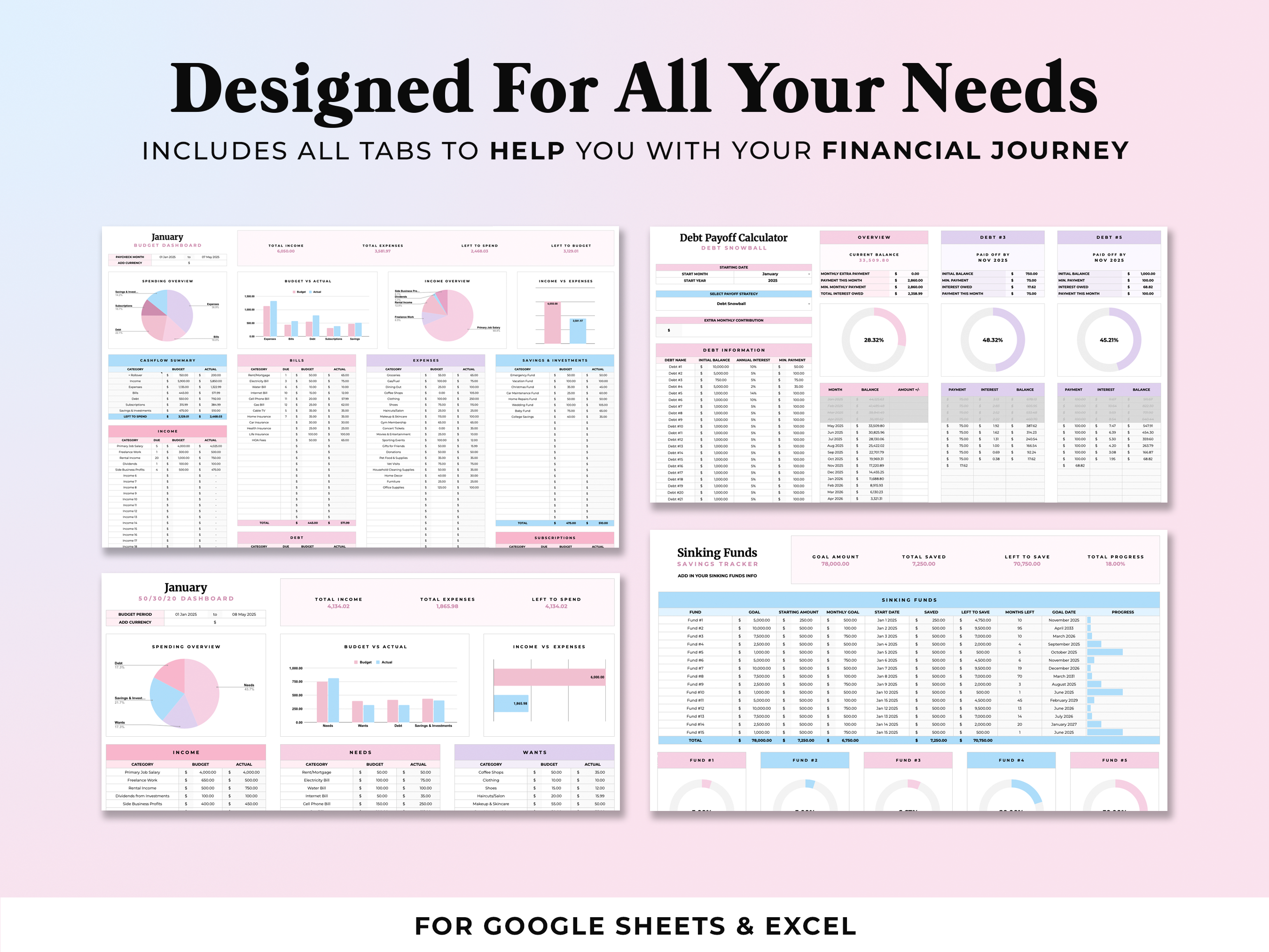 Budget By Paycheck Tracker - Pink