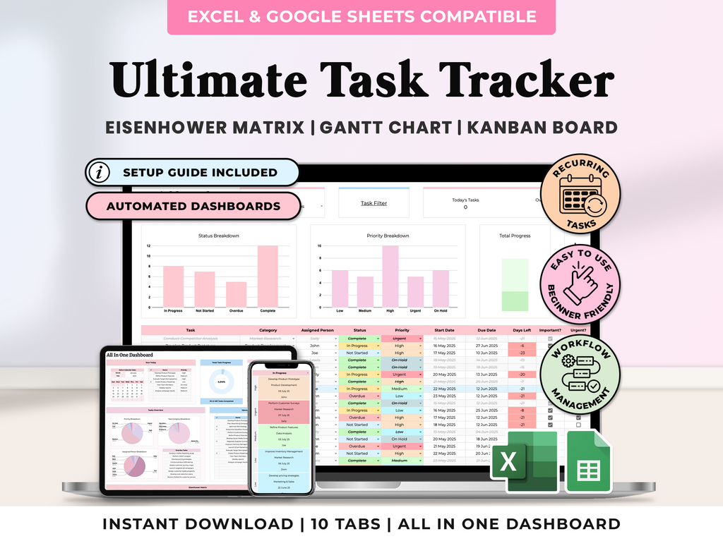 All In One Ultimate Task Tracker - Pink