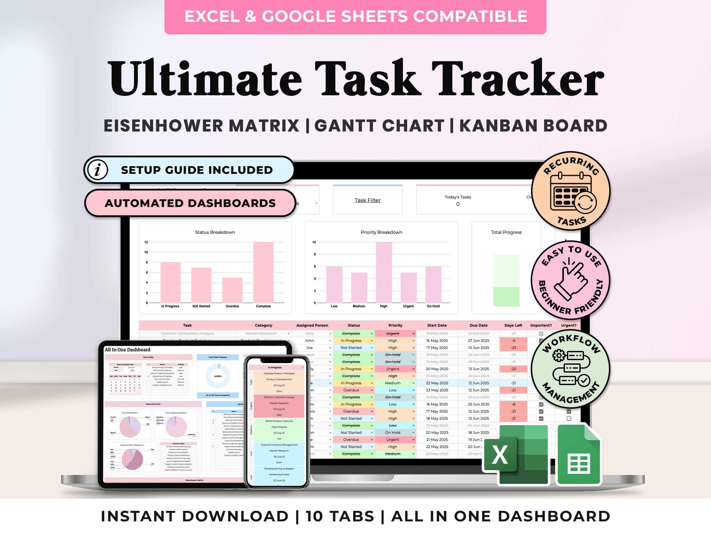 All In One Ultimate Task Tracker - Pink