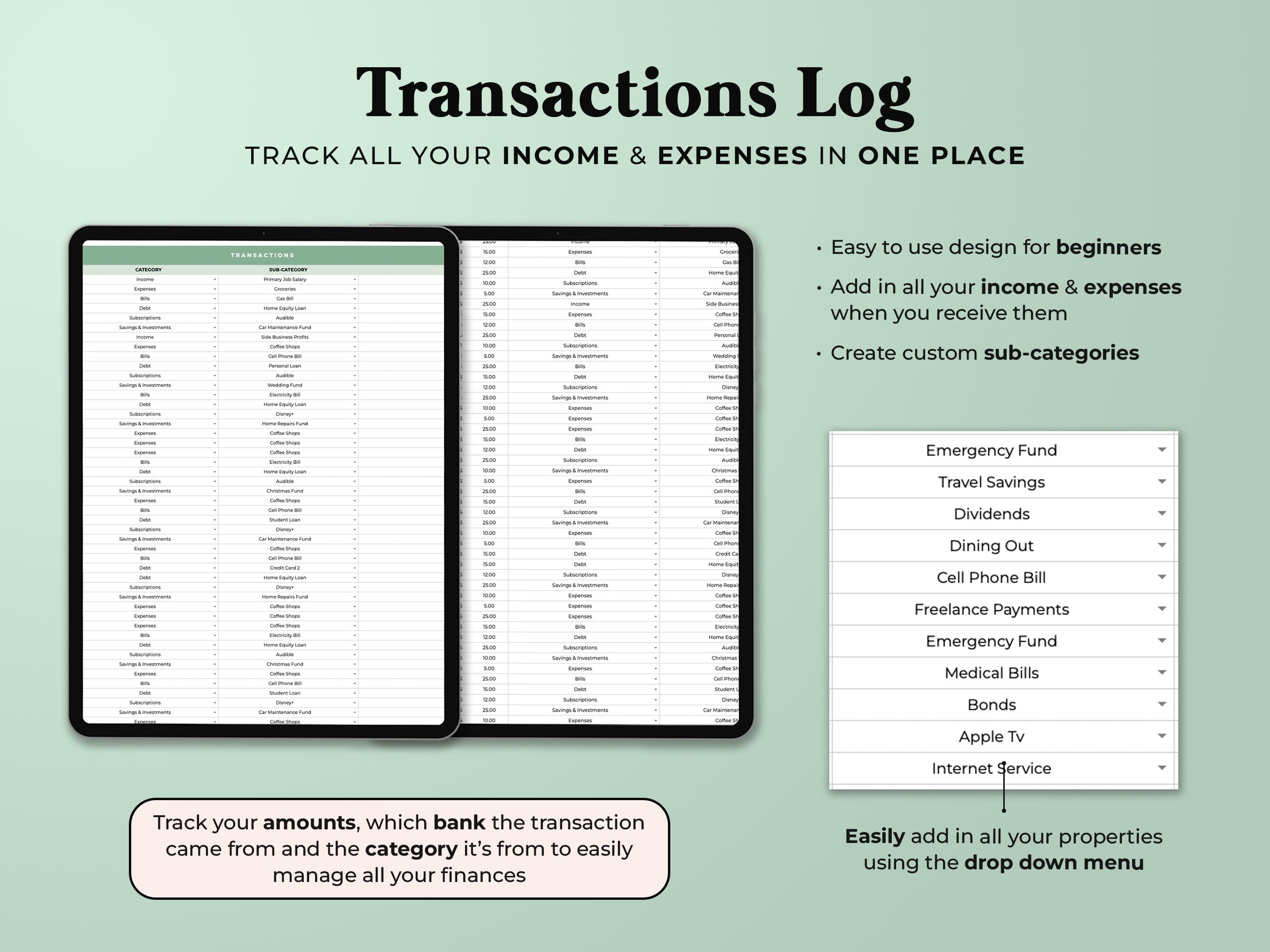 Budget By Paycheck Tracker - Green