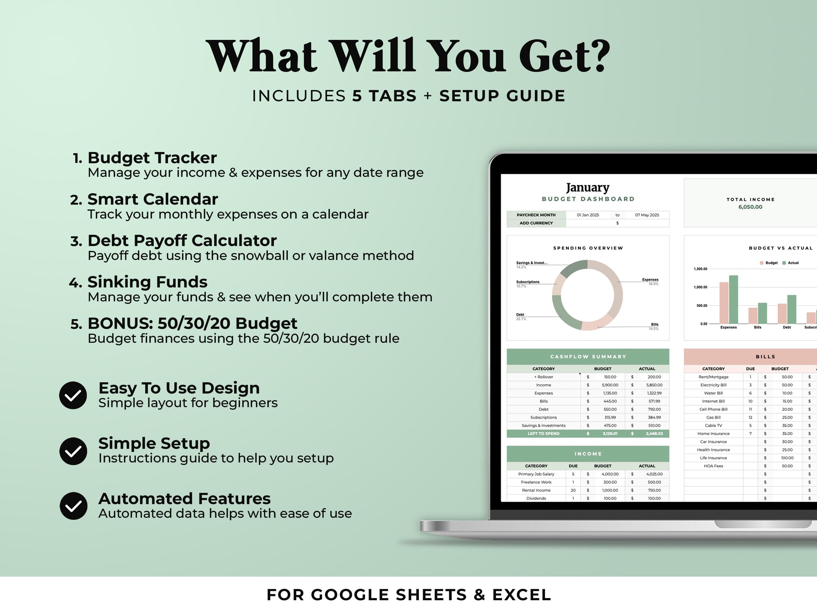 Budget By Paycheck Tracker - Green