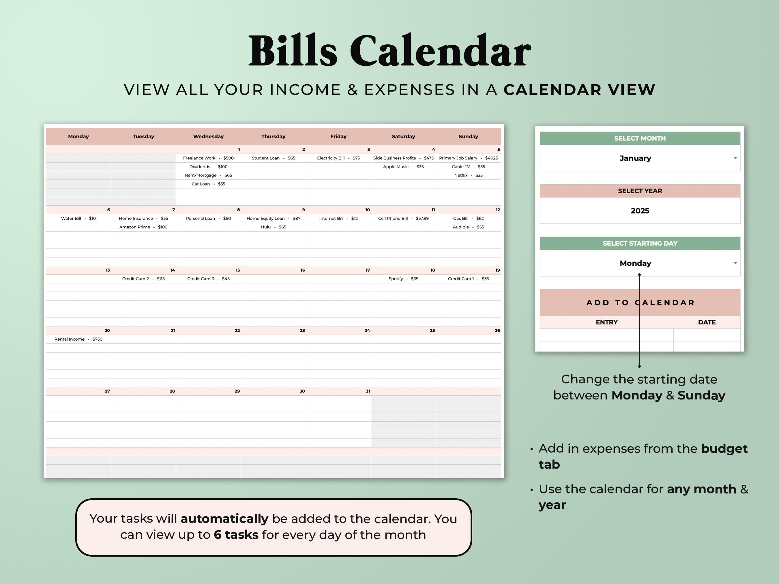 Budget By Paycheck Tracker - Green