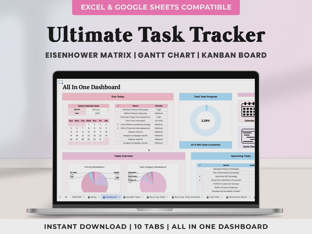 All In One Ultimate Task Tracker - Pink
